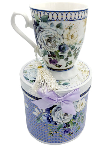 Cup Porcelain Mug And Gift Box Purple Elegance