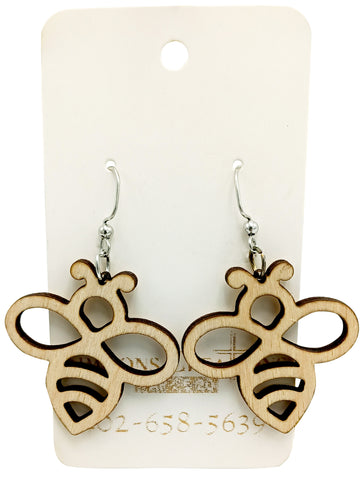 Jewelry Earrings Woodcut Bees