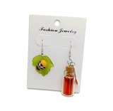 Earrings Bee and Honey Jar Mismatched