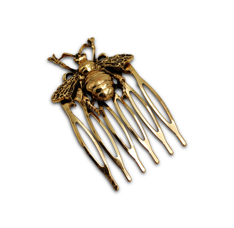 Hair Comb Gold Bee