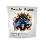 Wooden Bee Puzzle Blue Bee Lavender Flower