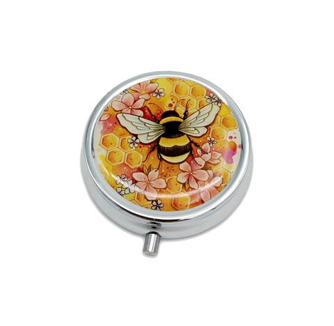 Pill Box Bee on Pink Flowers