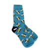 Socks Bees on Lt Blue Black Heel