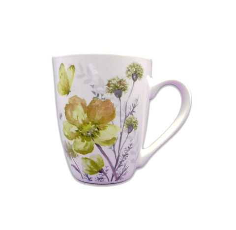 Cup Mug Pink Wildflowers and Bees