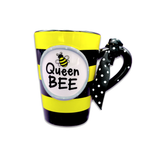 Cup Mug Queen Bee Black and Yellow Stripe