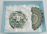 Cup Tea For One With Saucer Green And Gold Art Deco