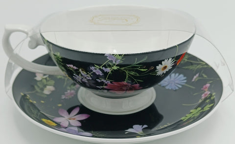 Cup & Saucer Summer Meadow Black