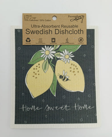 Swedish Dishcloth Home Sweet Home Lemons Set of 2