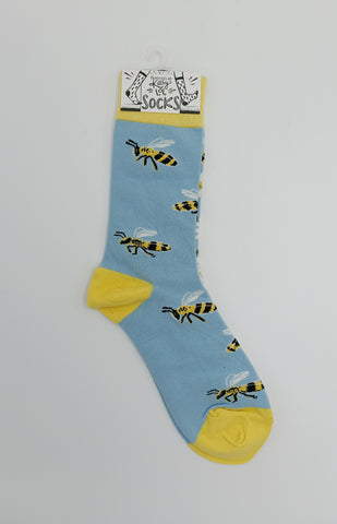 Socks Bees and Daisies Blue