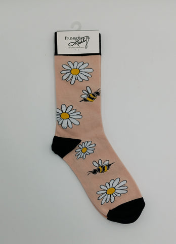 Socks Bee and Daisy Peach