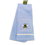 Kitchen Towel Local Honey with Embroidered Bee Lt Blue Terry Cloth