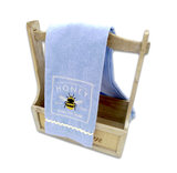 Kitchen Towel Local Honey with Embroidered Bee Lt Blue Terry Cloth