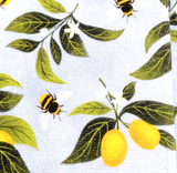 Kitchen Towel Bees and Lemons on Light Blue Terry Cloth