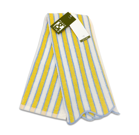 Kitchen Towel Blue Yellow White Stripe Terry Cloth