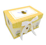 Box Yellow on Yellow Plaid with Lg Bee and Bow