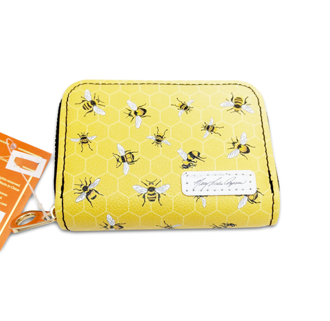 Bees Small Zipper Wallet Yellow