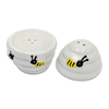 Salt and Pepper Shakers Light Blue Skep with Bees