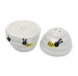 Salt and Pepper Shakers Light Blue Skep with Bees