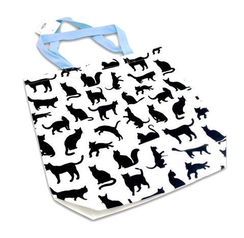 Tote Bag Cats on White Canvas