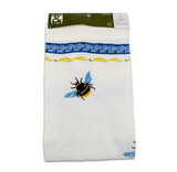 Apron Embroidered Bees on White with Yellow and Blue