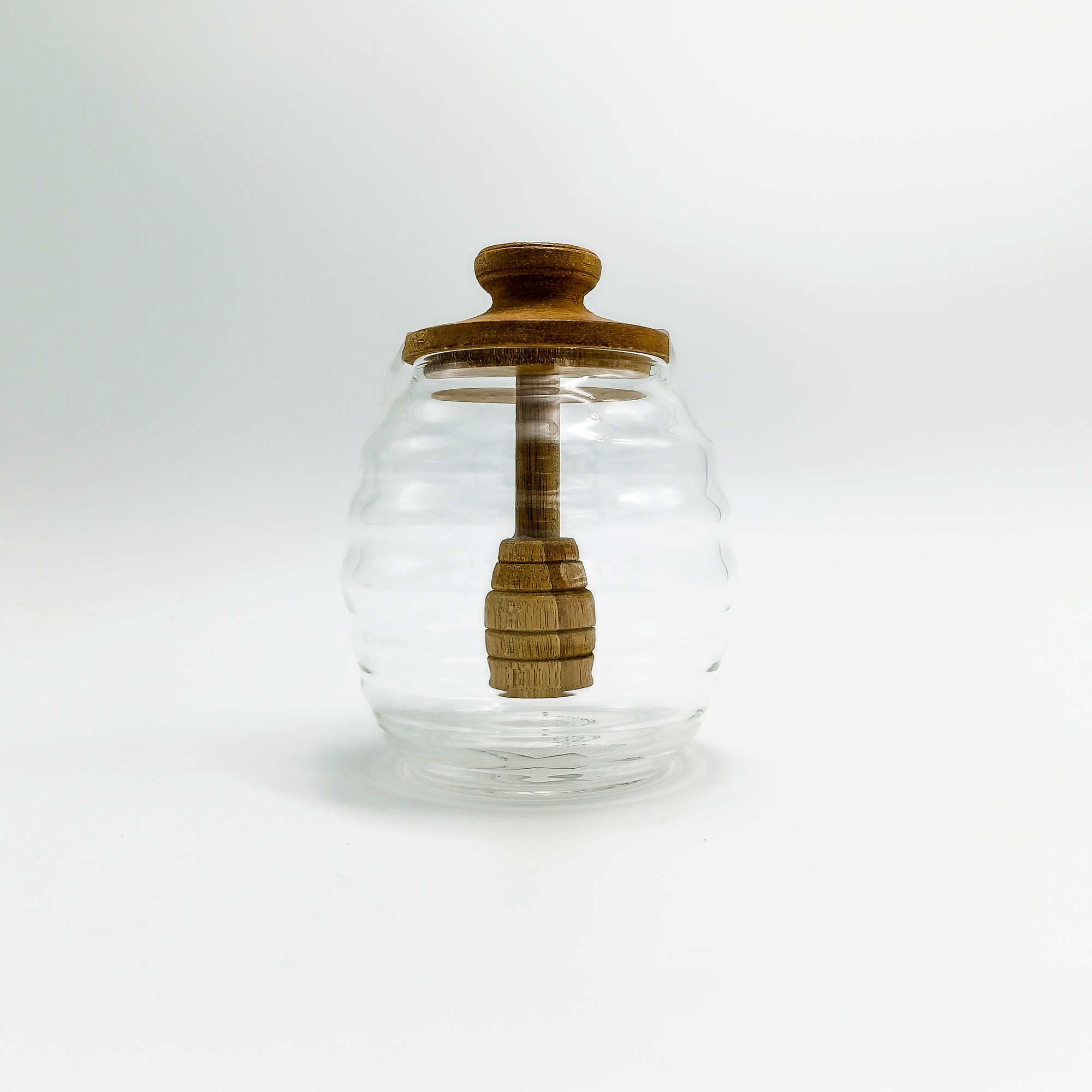 Honey Jar Glass with Dipper Wood