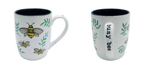 Cup Mug 3 Bees Busy Bee Dark Blue Inside