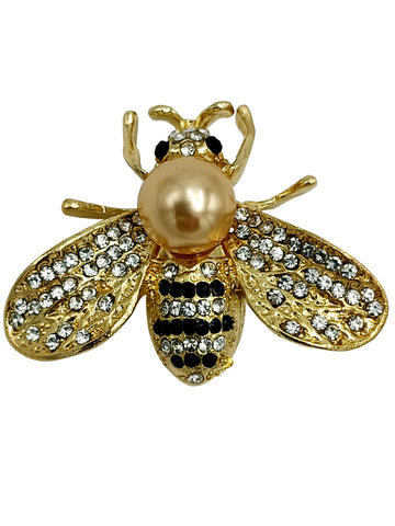 Apparel Brooch Gold Honeybee & Pearl