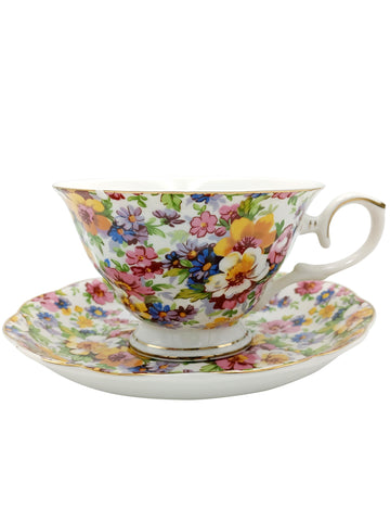 Cup & Saucer Colorful Florals