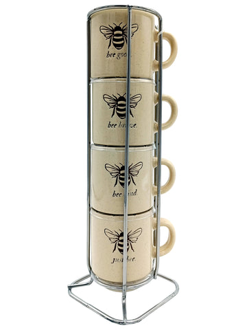 Cup Stackable Bee Sayings With Rack