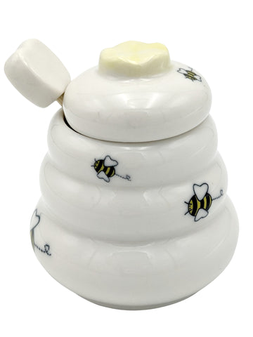 Honey Pot Ceramic Mini Meant To Bee W/ Dipper