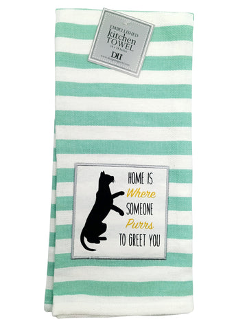 Kitchen Towel Embellished Cat Purrs