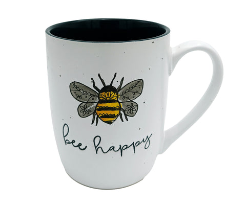 Cup Mug Bee Happy Dark Green Inside