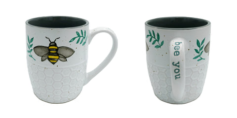 Cup Mug White Bee You Gray Inside