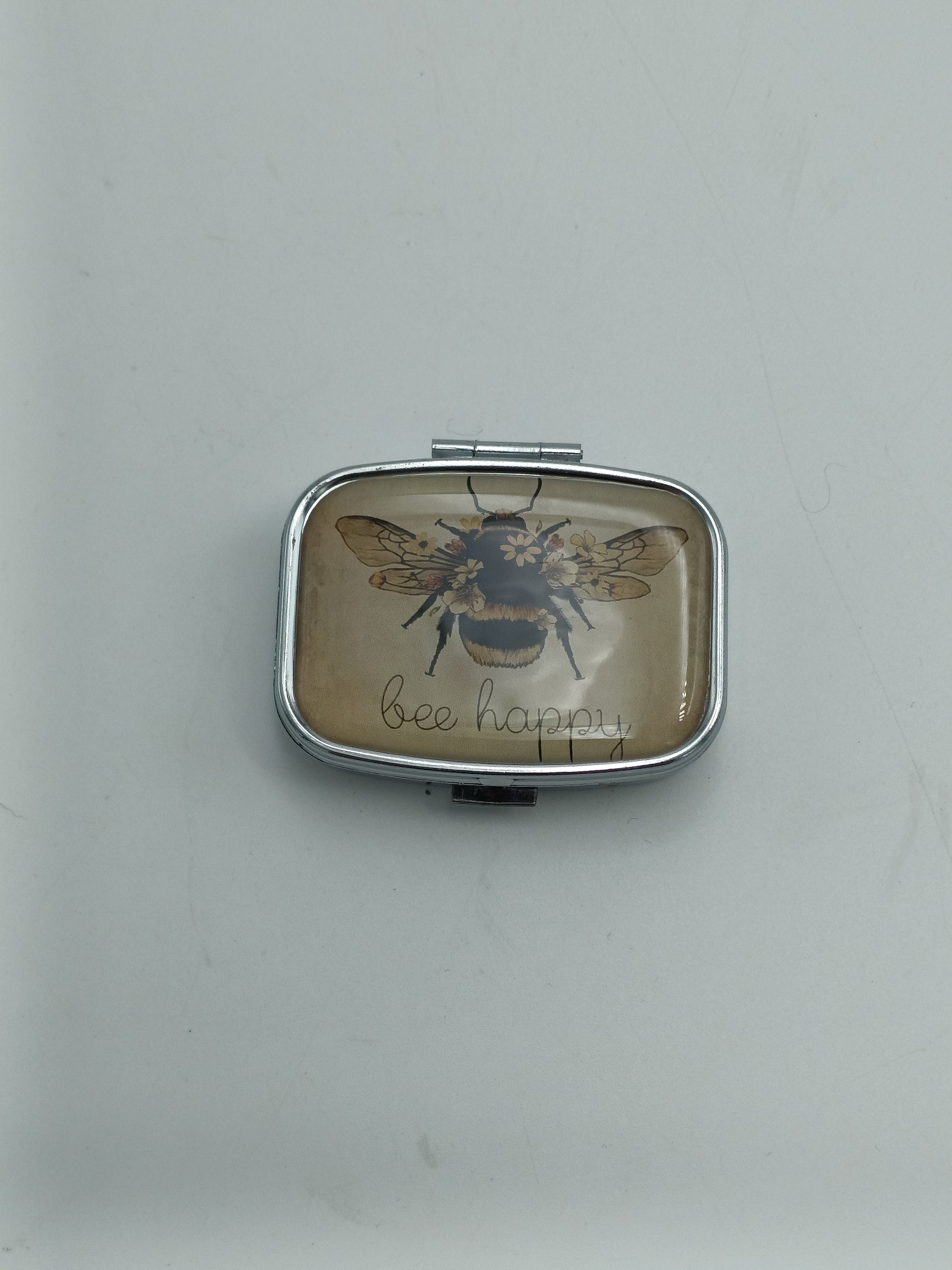 Pill Box Bee Happy Bee on White Background