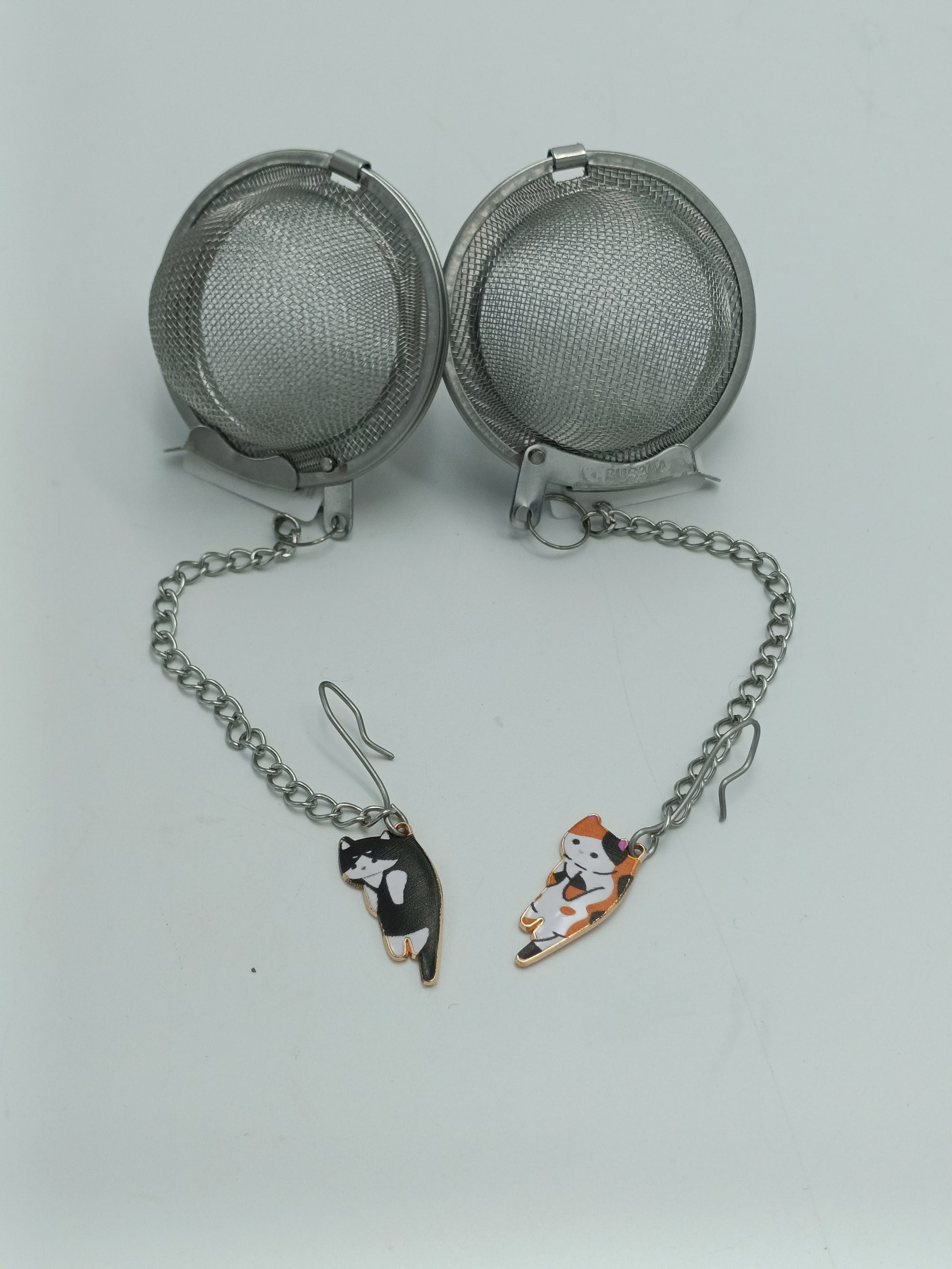 Kitchen Tea Infuser Silver Ball with Cat