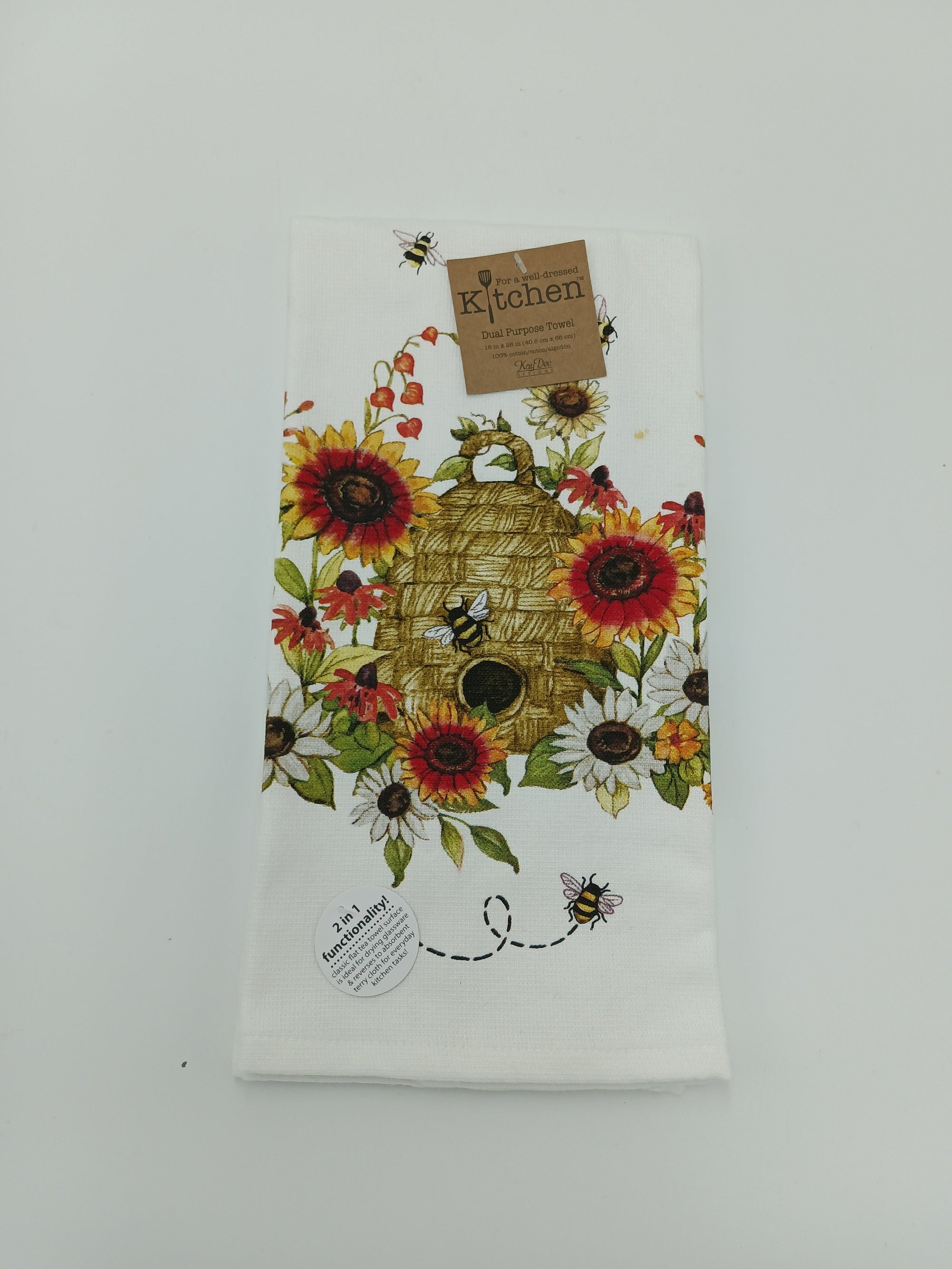 Kitchen Towel Sunflower Bee Skep