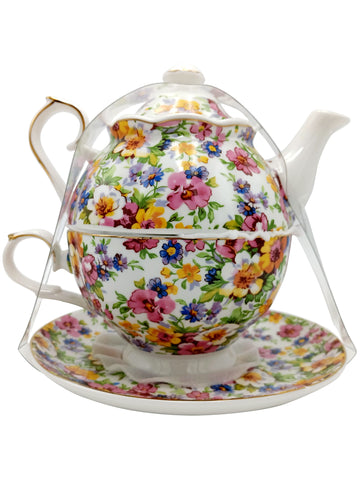Cup Tea For One Colorful Florals With Saucer