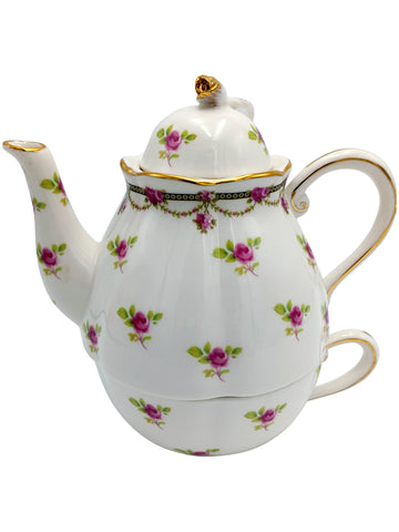Cup Tea For One Roses With Gold Accents