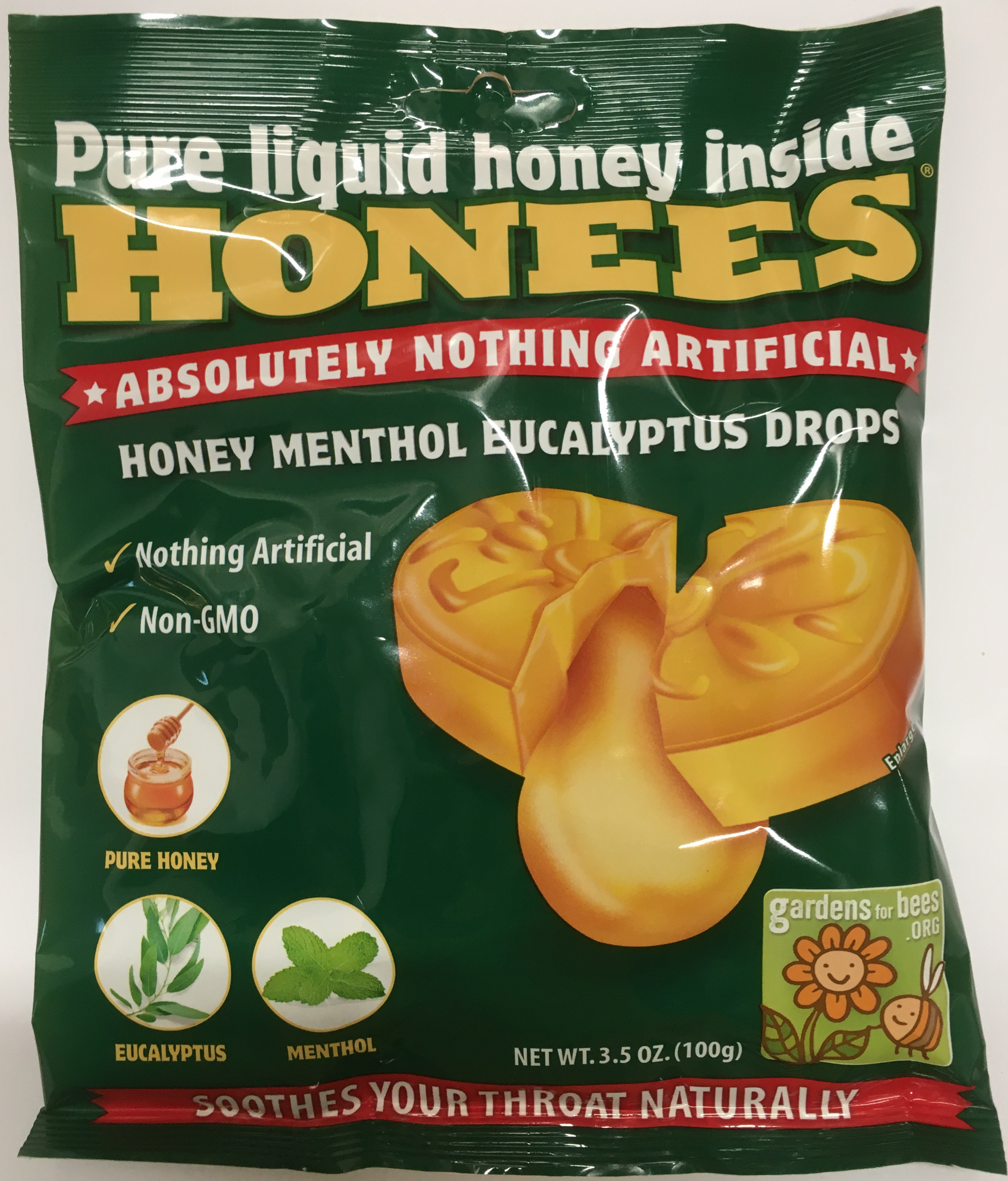 HONEES Menthol Eucalyptus Honey Drops Bag