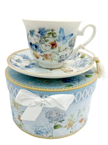 Cup Porcelain Tea Cup And Saucer Blue Butterfly