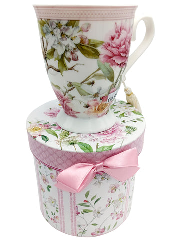Cup Porcelain Mug And Gift Box Pink Peony