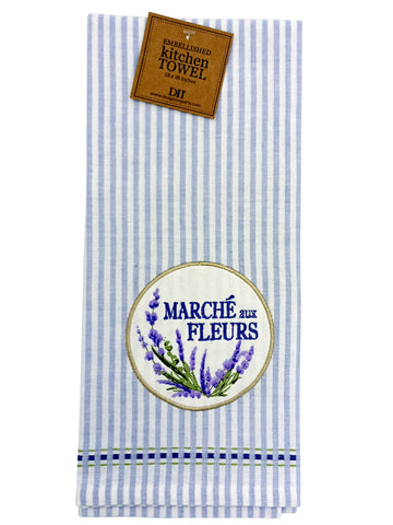 Kitchen Towel Lavender Stripes Flower Market