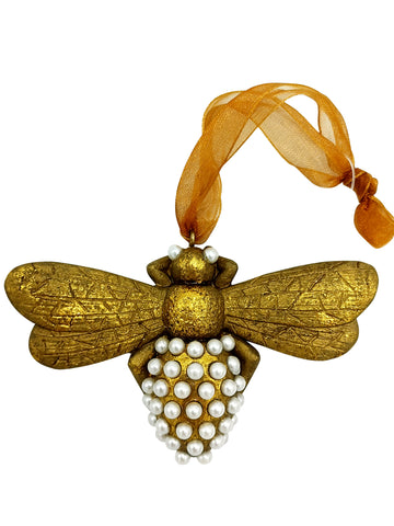 Ornament Gold Bee with Pearls